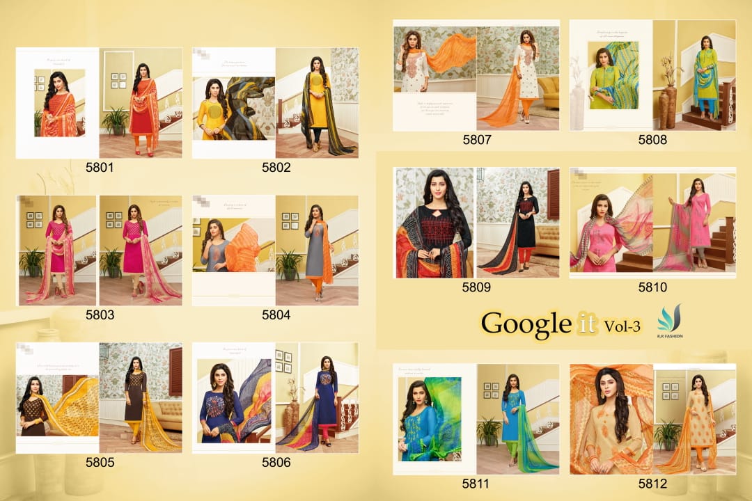 Google It Vol-3 By R.r Fashion 5801 To 5812 Series Indian Traditional Wear Collection Beautiful Stylish Fancy Colorful Party Wear & Occasional Wear Silk Dress At Wholesale Price