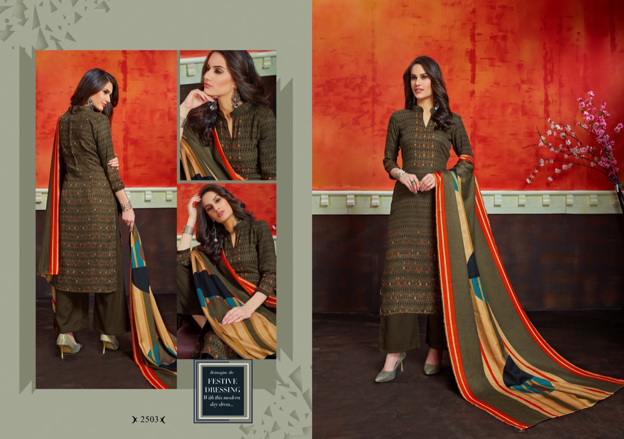 Gulzar By Shri Vijay 2501to 2510 Series Beautiful Pashmina Suits Stylish Fancy Colorful Winter Wear & Ethnic Wear Pure Pashmina Dobby Style Printed Dresses At Wholesale Price