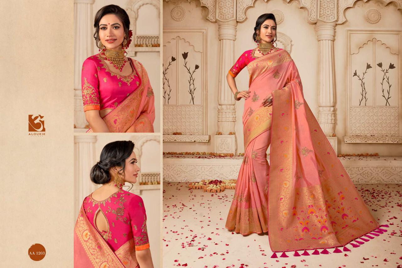 Indian Heritage By Aloukik Attires 1201 To 1209 Series Designer Indian Traditional Wear Beautiful Fancy Occasional Wear & Party Wear Weaving Silk Sarees At Wholesale Price