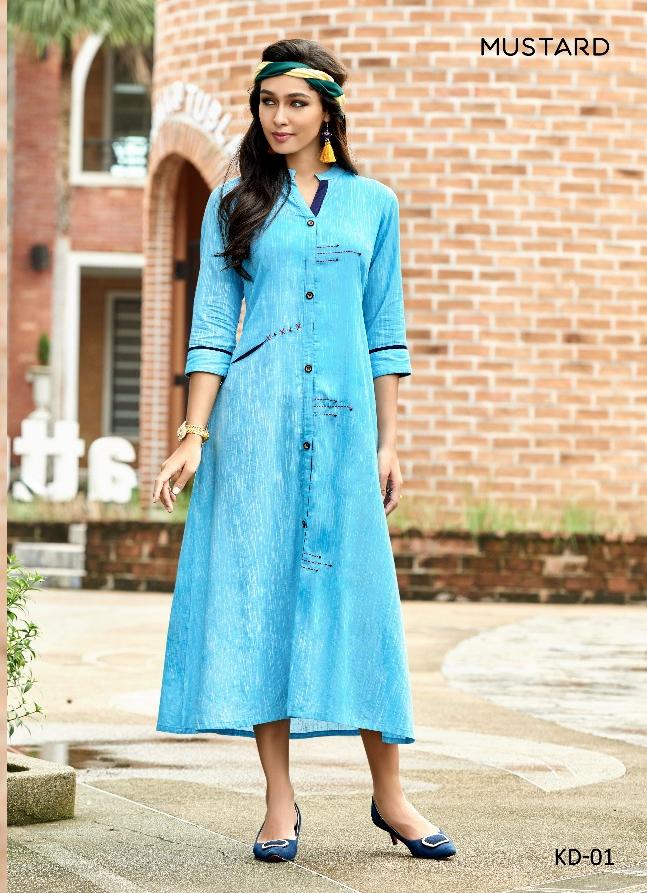 Khadi Handwork By Mustard 01 To 06 Series Beautiful Stylish Fancy Colorful Casual Wear & Ethnic Wear & Ready To Wear Khadi Soft Linen Kurtis At Wholesale Price