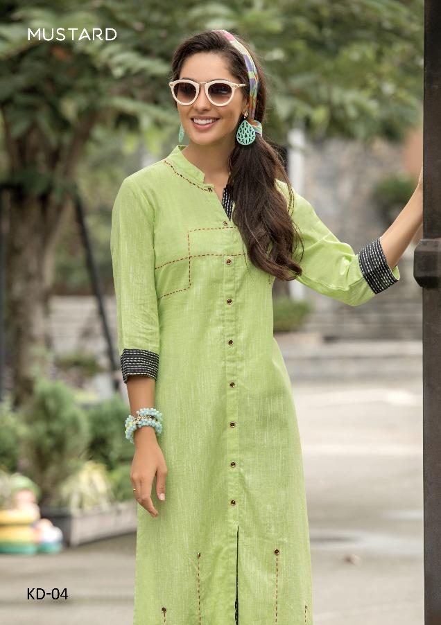 Khadi Handwork By Mustard 01 To 06 Series Beautiful Stylish Fancy Colorful Casual Wear & Ethnic Wear & Ready To Wear Khadi Soft Linen Kurtis At Wholesale Price