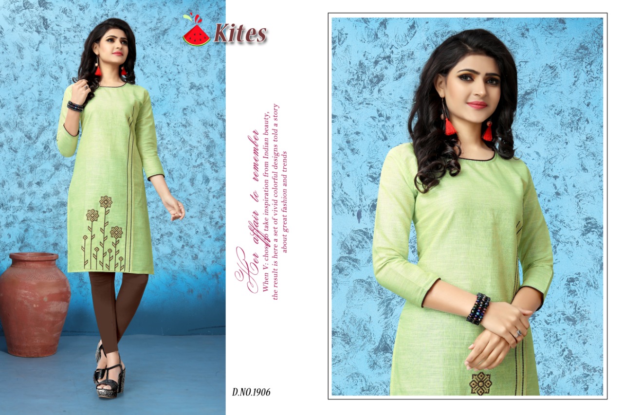 Kites By Watermelon 190 To 1910 Series Beautiful Colorful Stylish Fancy Casual Wear & Ethnic Wear & Ready To Wear Cotton Kurtis At Wholesale Price