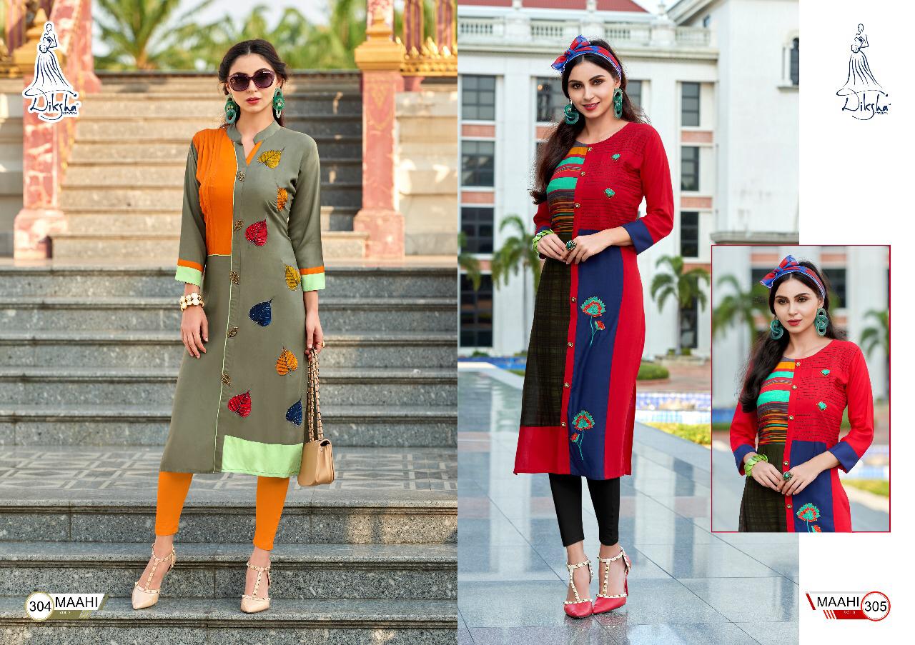 Maahi Vol-3 By Diksha Fashion 301 To 314 Series Indian Traditional Wear Collection Beautiful Stylish Fancy Colorful Party Wear & Occasional Wear Rayon Kurtis At Wholesale Price