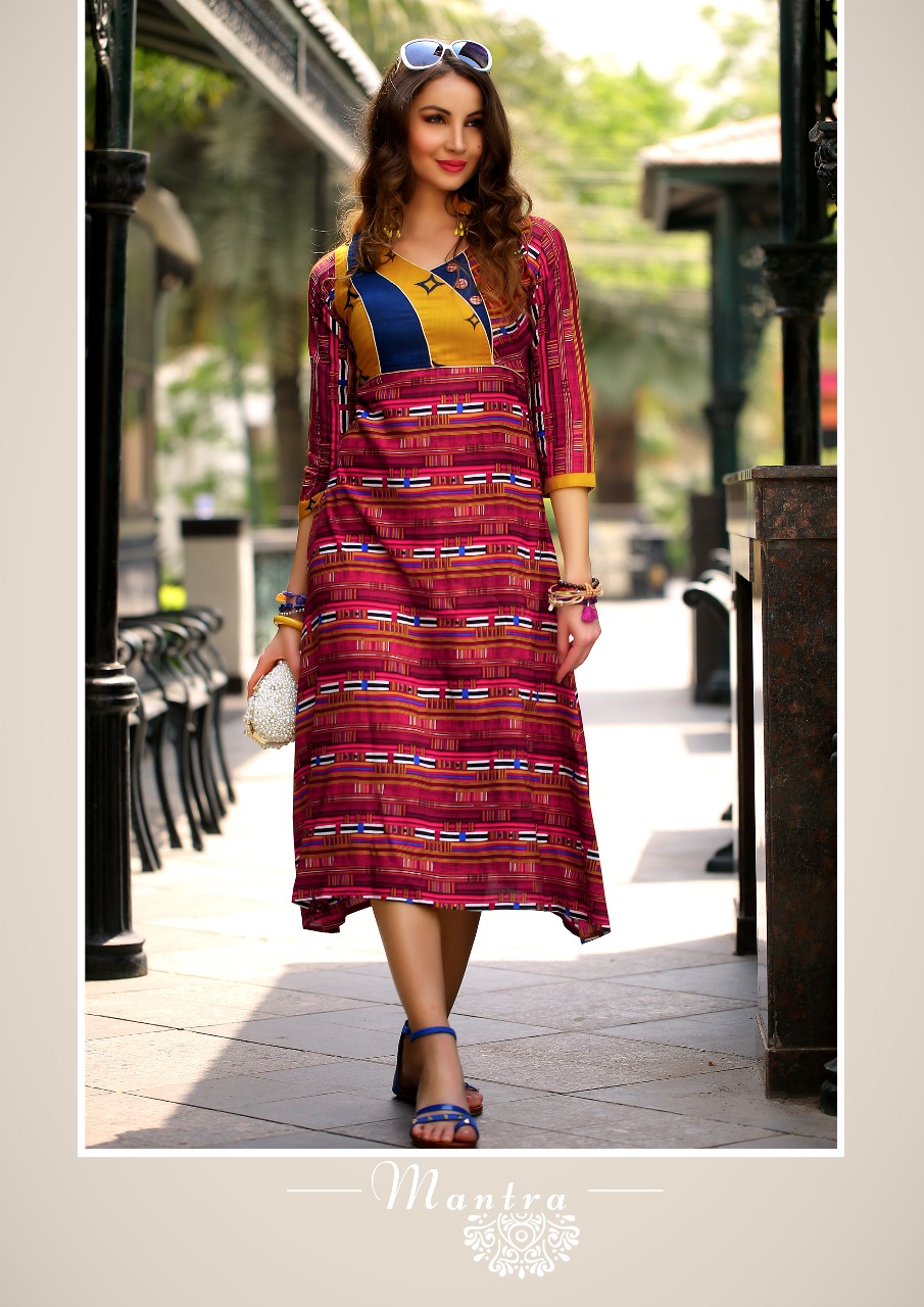 Mantra By Manisha Fashion 1031 To 1040 Series Beautiful Stylish Fancy Colorful Casual Wear & Ethnic Wear Heavy Rayon Printed Kurtis At Wholesale Price