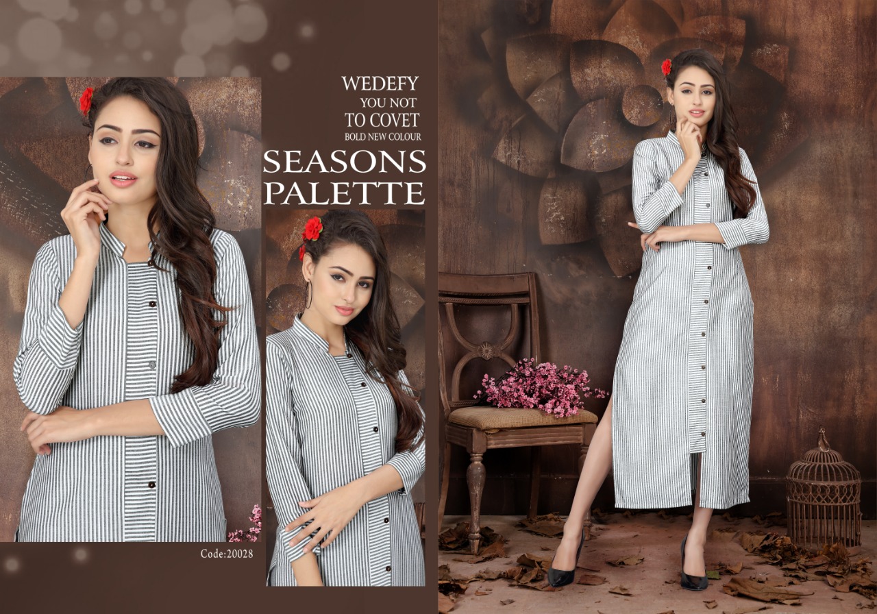 Nayra By Neeti Creation 20028 To 20032 Series Stylish Fancy Beautiful Colorful Casual Wear & Ethnic Wear Heavy Rayon Cheks & Strip Kurtis At Wholesale Price