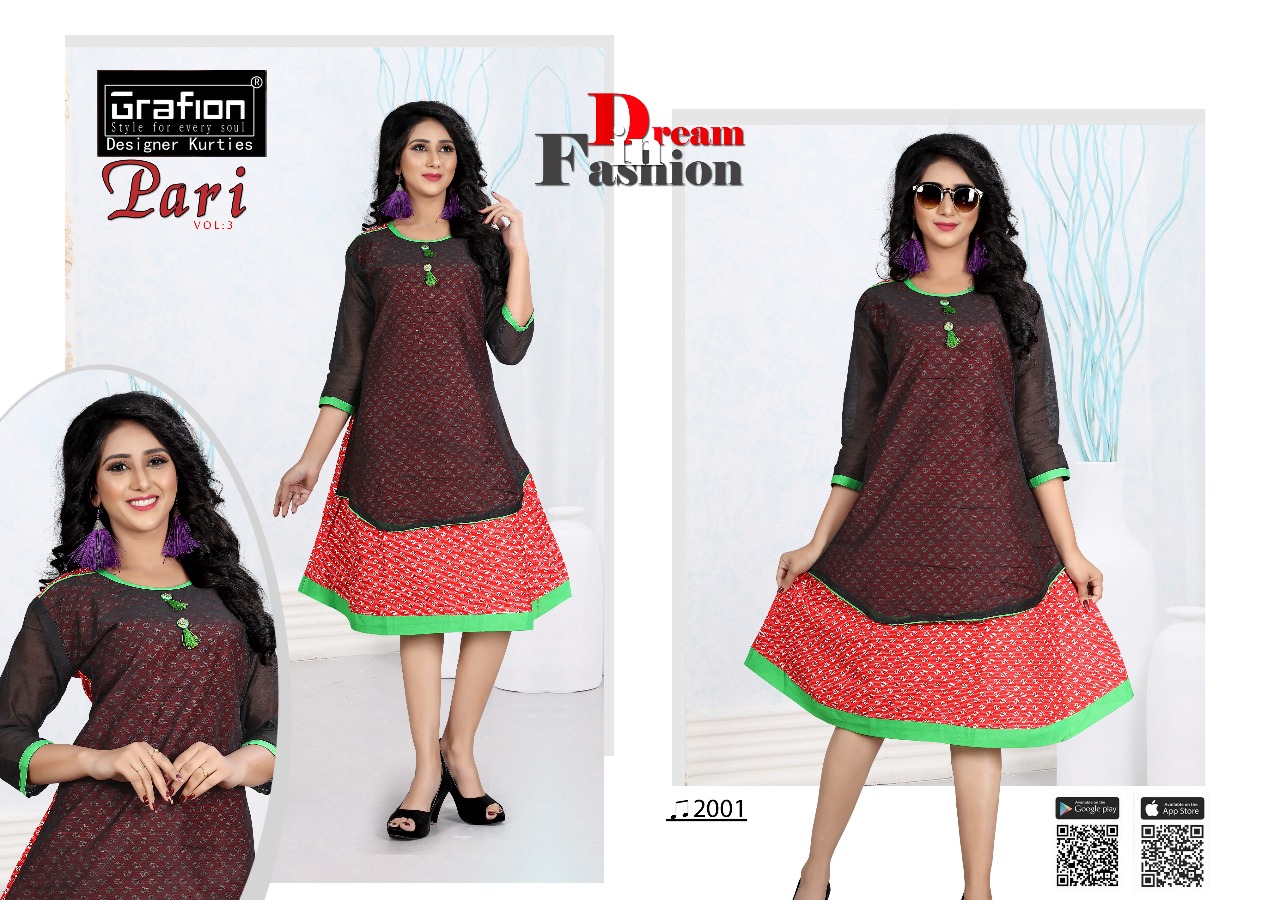 Pari Vol-3 By Grafion 2001 To 2010 Series Indian Traditional Wear Collection Beautiful Stylish Fancy Colorful Party Wear & Occasional Wear Cotton Chandri Kurtis At Wholesale Price