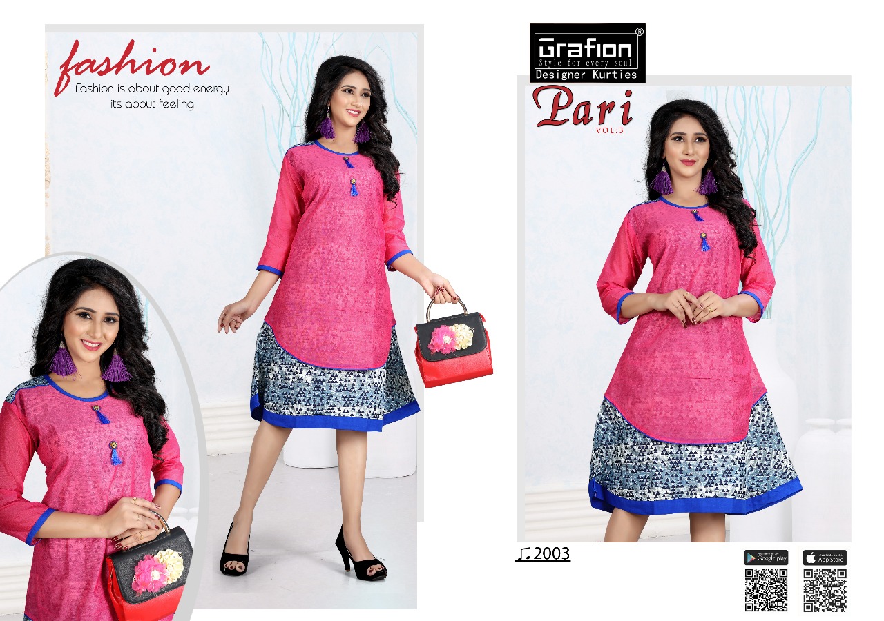 Pari Vol-3 By Grafion 2001 To 2010 Series Indian Traditional Wear Collection Beautiful Stylish Fancy Colorful Party Wear & Occasional Wear Cotton Chandri Kurtis At Wholesale Price