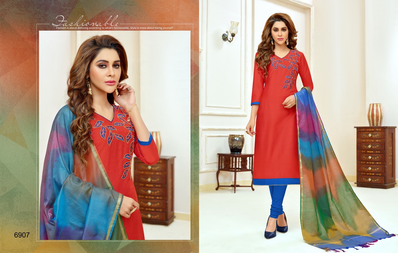 Raasleela Vol-4 By Kayce Trendz 6903 To 6814 Series Beautiful Stylish Fancy Colorful Casual Wear & Ethnic Wear Collection Long Slub Embroidered Dresses At Wholesale Price