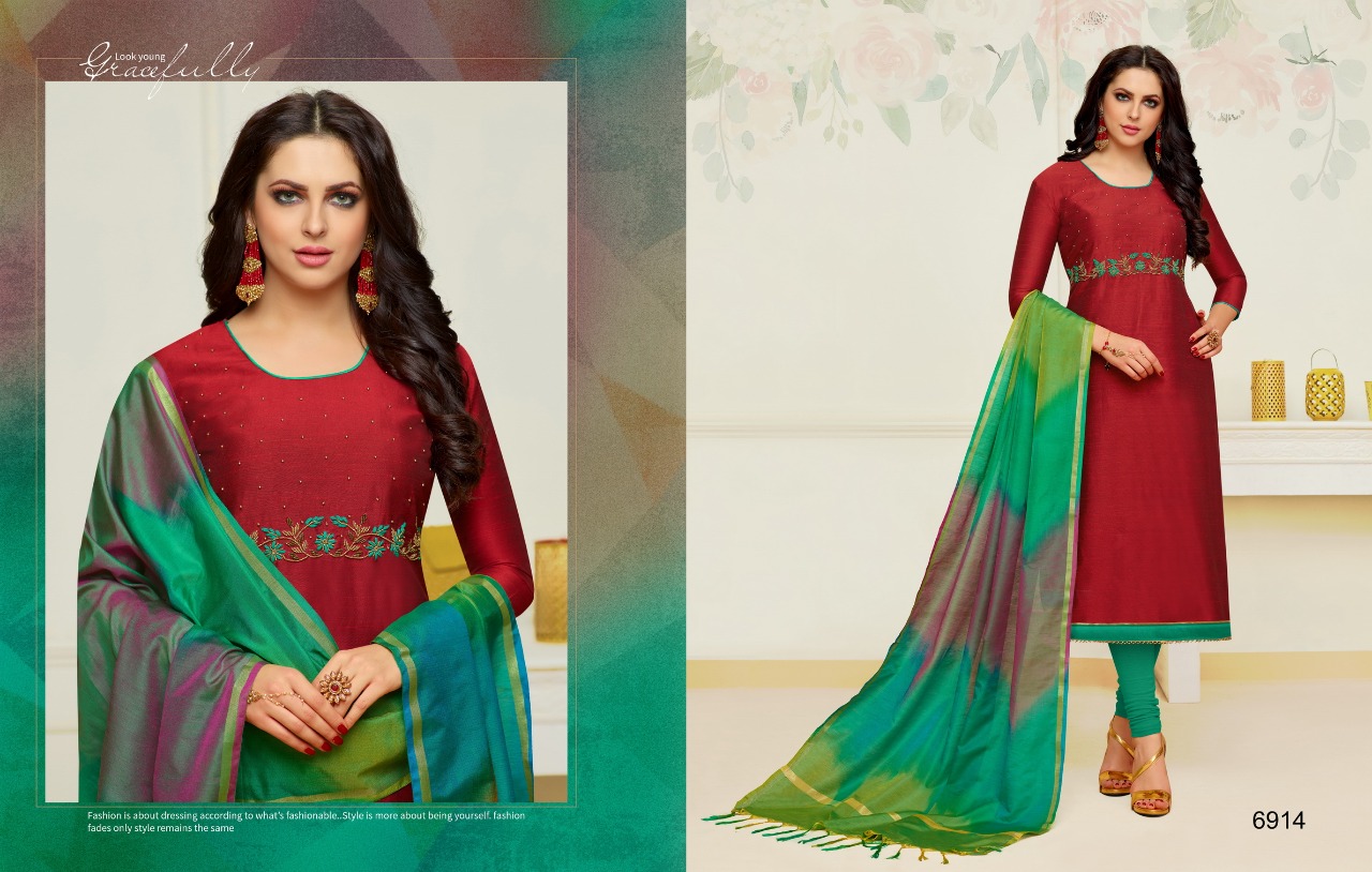 Raasleela Vol-4 By Kayce Trendz 6903 To 6814 Series Beautiful Stylish Fancy Colorful Casual Wear & Ethnic Wear Collection Long Slub Embroidered Dresses At Wholesale Price