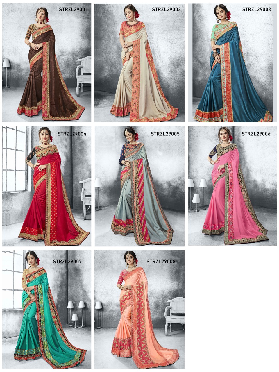 Rozela By Aasvaa Wholesale Strzl29001 To Strzl29008 Series Indian Traditional Wear Collection Beautiful Stylish Fancy Colorful Party Wear & Occasional Wear Sarees At Wholesale Price