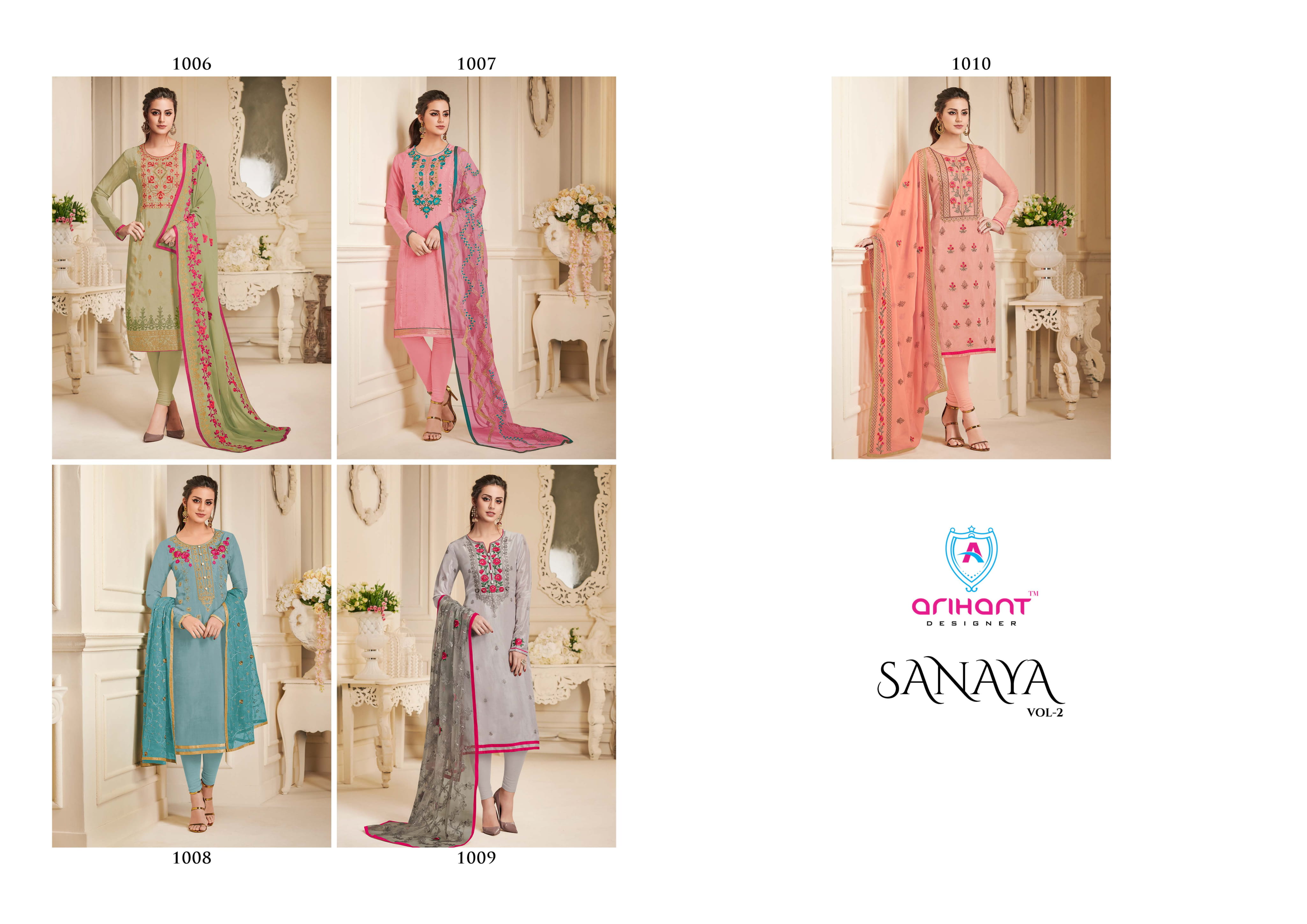Sanaya Vol-2 By Arihant Designer 1006 To 1010 Series Indian Traditional Wear Collection Beautiful Stylish Fancy Colorful Party Wear & Occasional Wear Pure Upada Silk At Wholesale Price