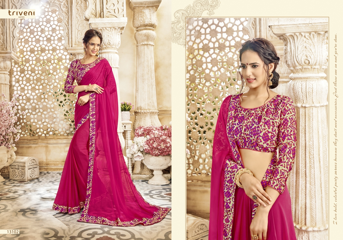 Shayna Vol-7 By Triveni 13101 To 13112 Series Designer Indian Traditional Wear Collection Beautiful Stylish Fancy Colorful Party Wear & Occasional Wear Chiffon Printed Sarees At Wholesale Price