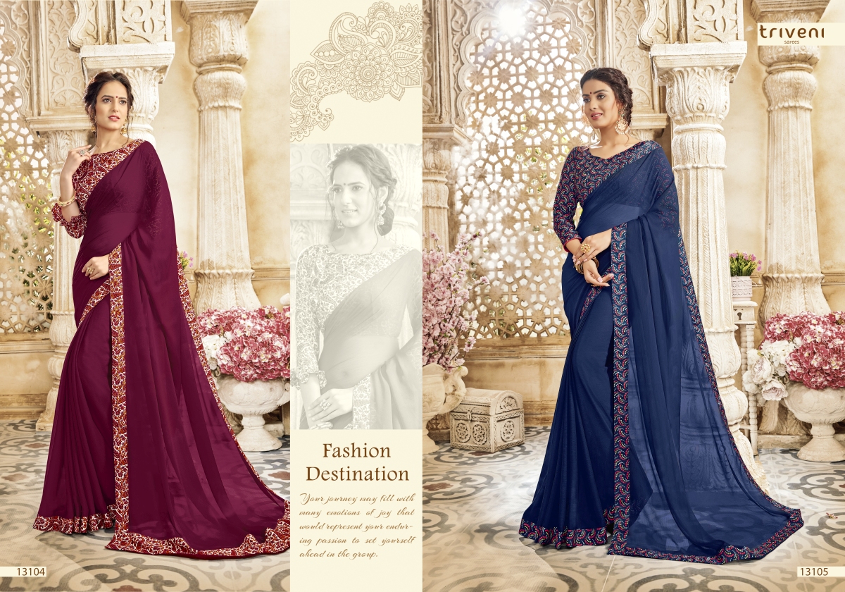 Shayna Vol-7 By Triveni 13101 To 13112 Series Designer Indian Traditional Wear Collection Beautiful Stylish Fancy Colorful Party Wear & Occasional Wear Chiffon Printed Sarees At Wholesale Price