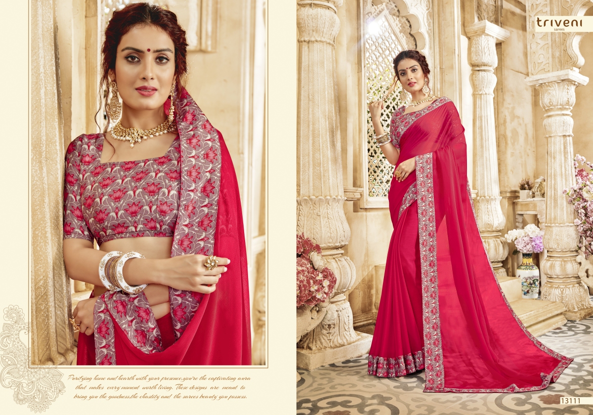Shayna Vol-7 By Triveni 13101 To 13112 Series Designer Indian Traditional Wear Collection Beautiful Stylish Fancy Colorful Party Wear & Occasional Wear Chiffon Printed Sarees At Wholesale Price