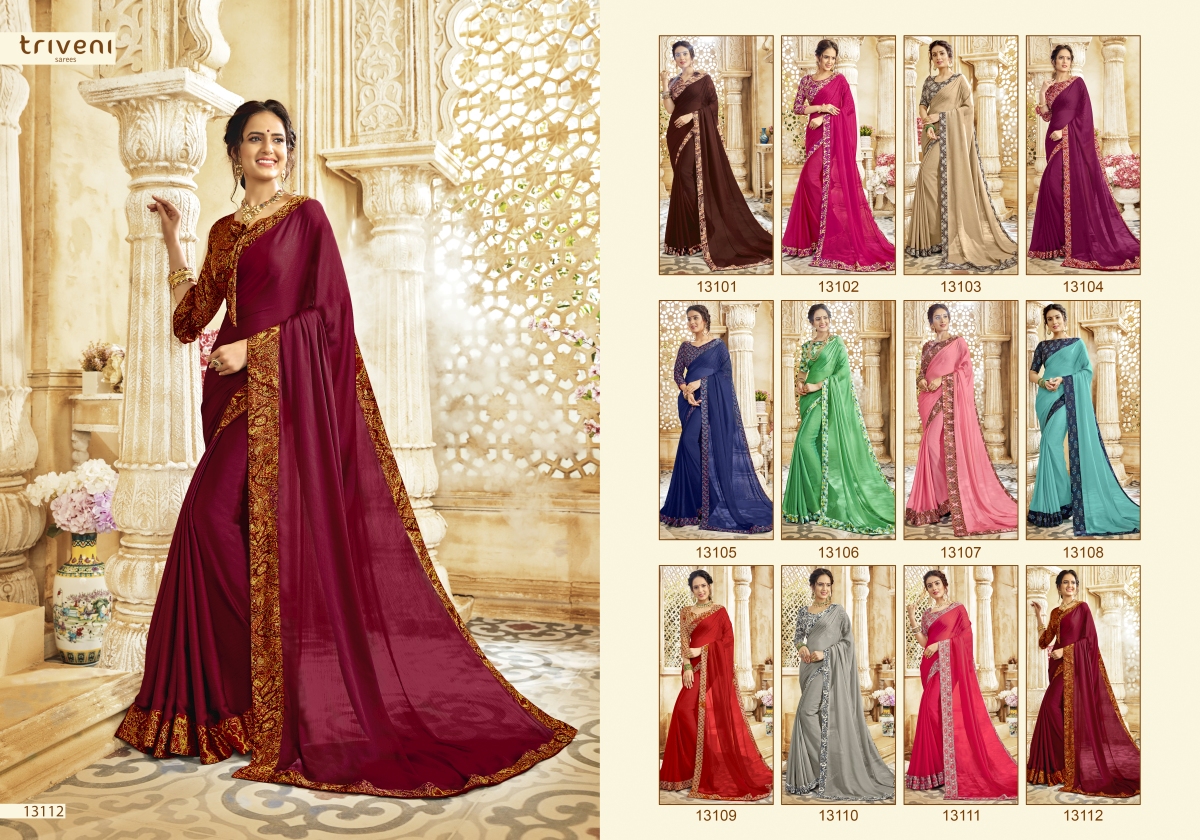 Shayna Vol-7 By Triveni 13101 To 13112 Series Designer Indian Traditional Wear Collection Beautiful Stylish Fancy Colorful Party Wear & Occasional Wear Chiffon Printed Sarees At Wholesale Price