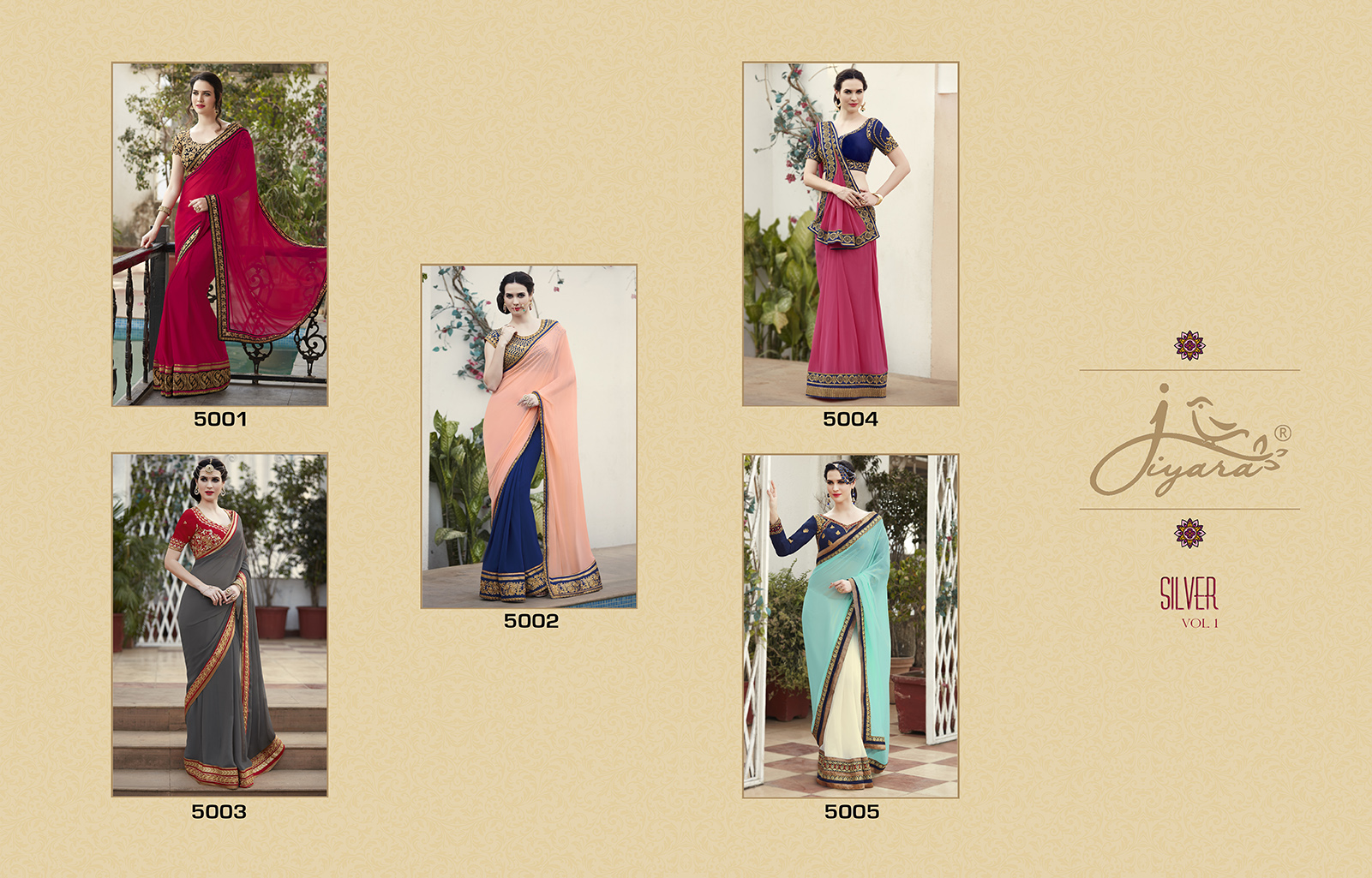 Silver Vol-1 By Gulzar 5001 To 5006 Series Designer Wedding Collection Beautiful Traditional Wear Colorful Stylish Fancy Party Wear & Occasional Wear Georgette Embroidered Sarees At Wholesale Price