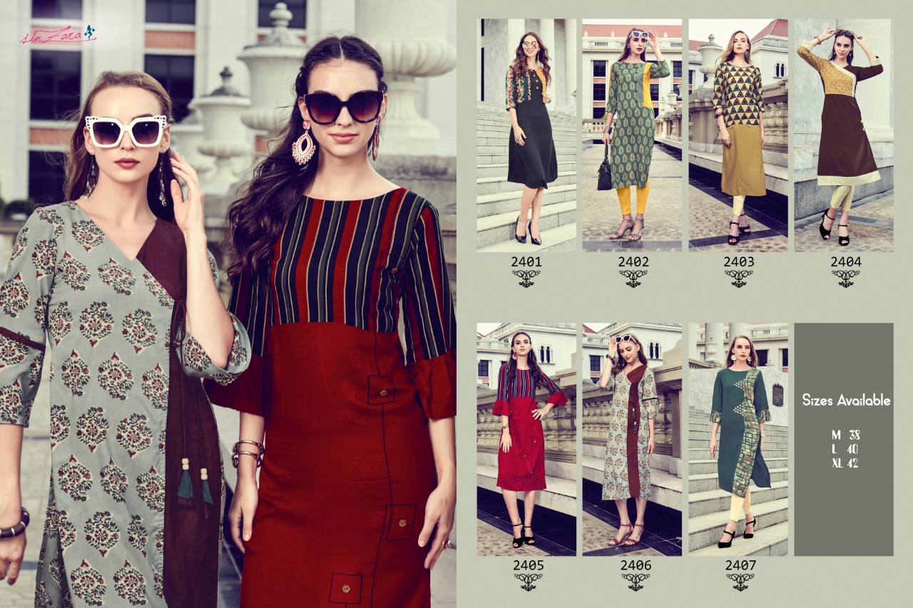 Stanza By Sin Zara 2401 To 2407 Series Indian Traditional Wear Collection Beautiful Stylish Fancy Colorful Party Wear & Occasional Wear Rayon Printed Kurtis At Wholesale Price