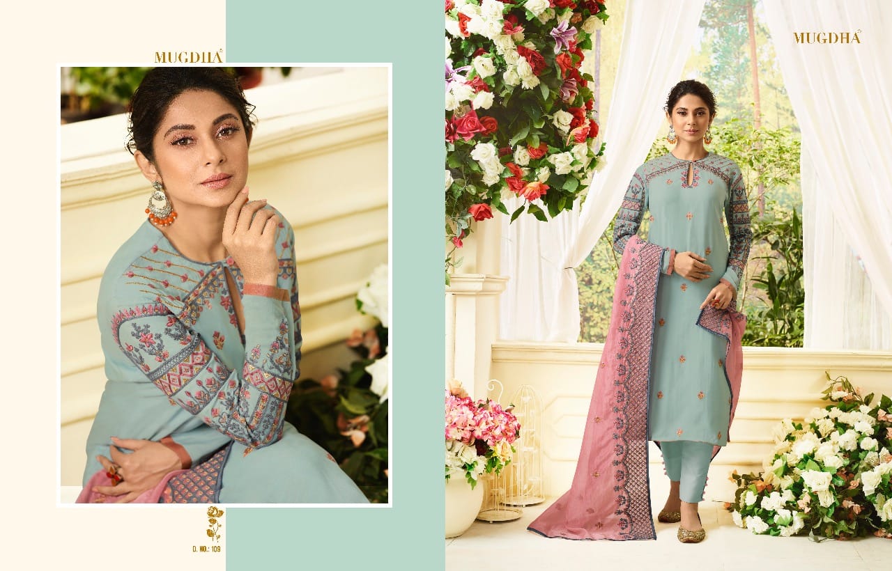 Sale Aafreen By Mugdha 108 To 115 Series Designer Suits Collection Beautiful Stylish Fancy Colorful Party Wear & Occasional Wear Muslin Silk Dresses At Wholesale Price