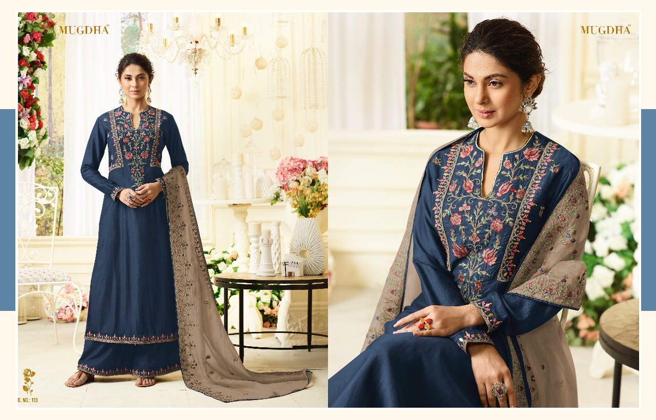 Sale Aafreen By Mugdha 108 To 115 Series Designer Suits Collection Beautiful Stylish Fancy Colorful Party Wear & Occasional Wear Muslin Silk Dresses At Wholesale Price