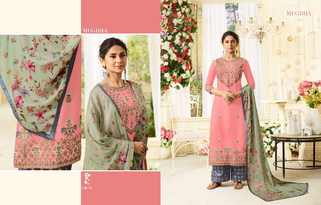 Sale Aafreen By Mugdha 108 To 115 Series Designer Suits Collection Beautiful Stylish Fancy Colorful Party Wear & Occasional Wear Muslin Silk Dresses At Wholesale Price