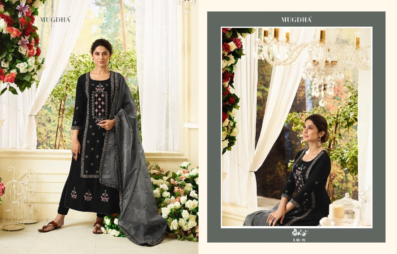 Sale Aafreen By Mugdha 108 To 115 Series Designer Suits Collection Beautiful Stylish Fancy Colorful Party Wear & Occasional Wear Muslin Silk Dresses At Wholesale Price