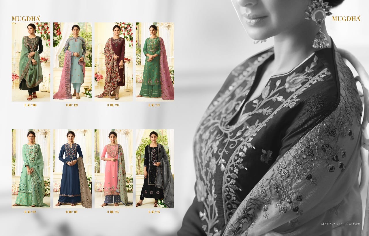 Sale Aafreen By Mugdha 108 To 115 Series Designer Suits Collection Beautiful Stylish Fancy Colorful Party Wear & Occasional Wear Muslin Silk Dresses At Wholesale Price