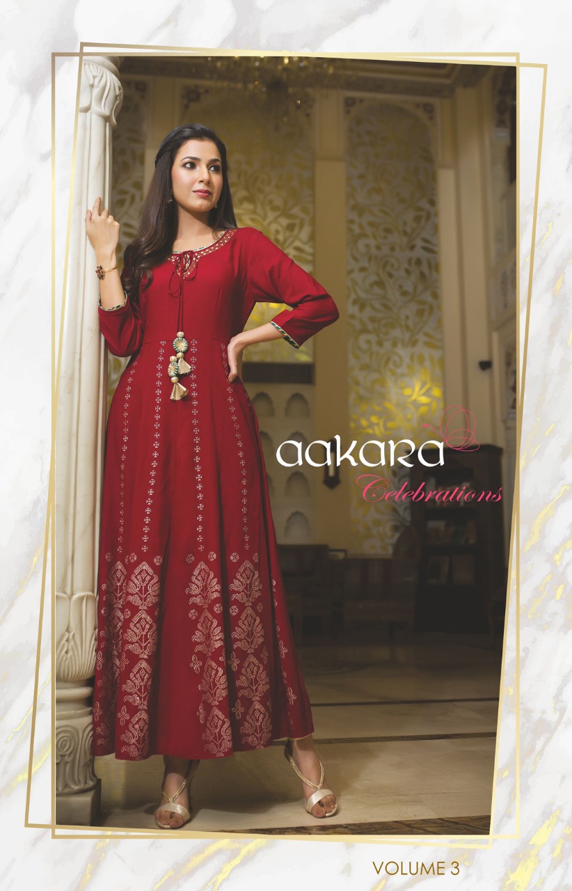 Aakara Celebration Vol-3 By Aakara 3001 To 3006 Series Beautiful Colorful Stylish Fancy Party Wear & Ethnic Wear & Ready To Wear Mill Dyed Rayon Gowns At Wholesale Price