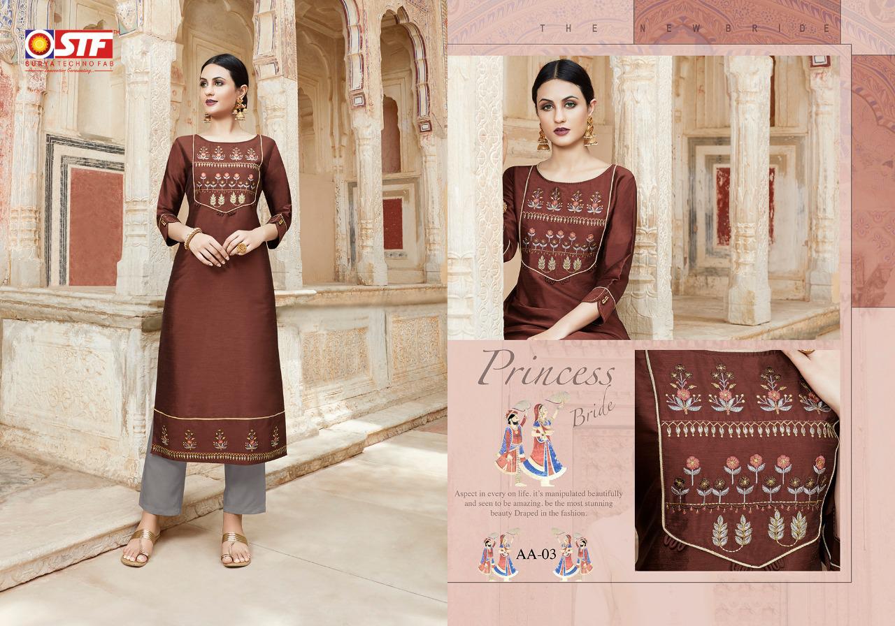 Aakruti By Surya Techno Fab 01 To 06 Series Beautiful Colorful Stylish Fancy Casual Wear & Ethnic Wear & Ready To Wear Akruti Silk With Aster Printed Kurtis At Wholesale Price