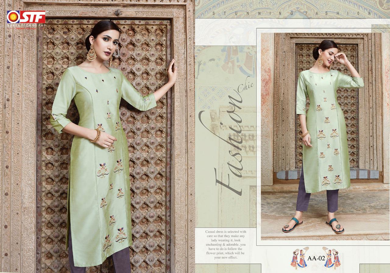 Aakruti By Surya Techno Fab 01 To 06 Series Beautiful Colorful Stylish Fancy Casual Wear & Ethnic Wear & Ready To Wear Akruti Silk With Aster Printed Kurtis At Wholesale Price