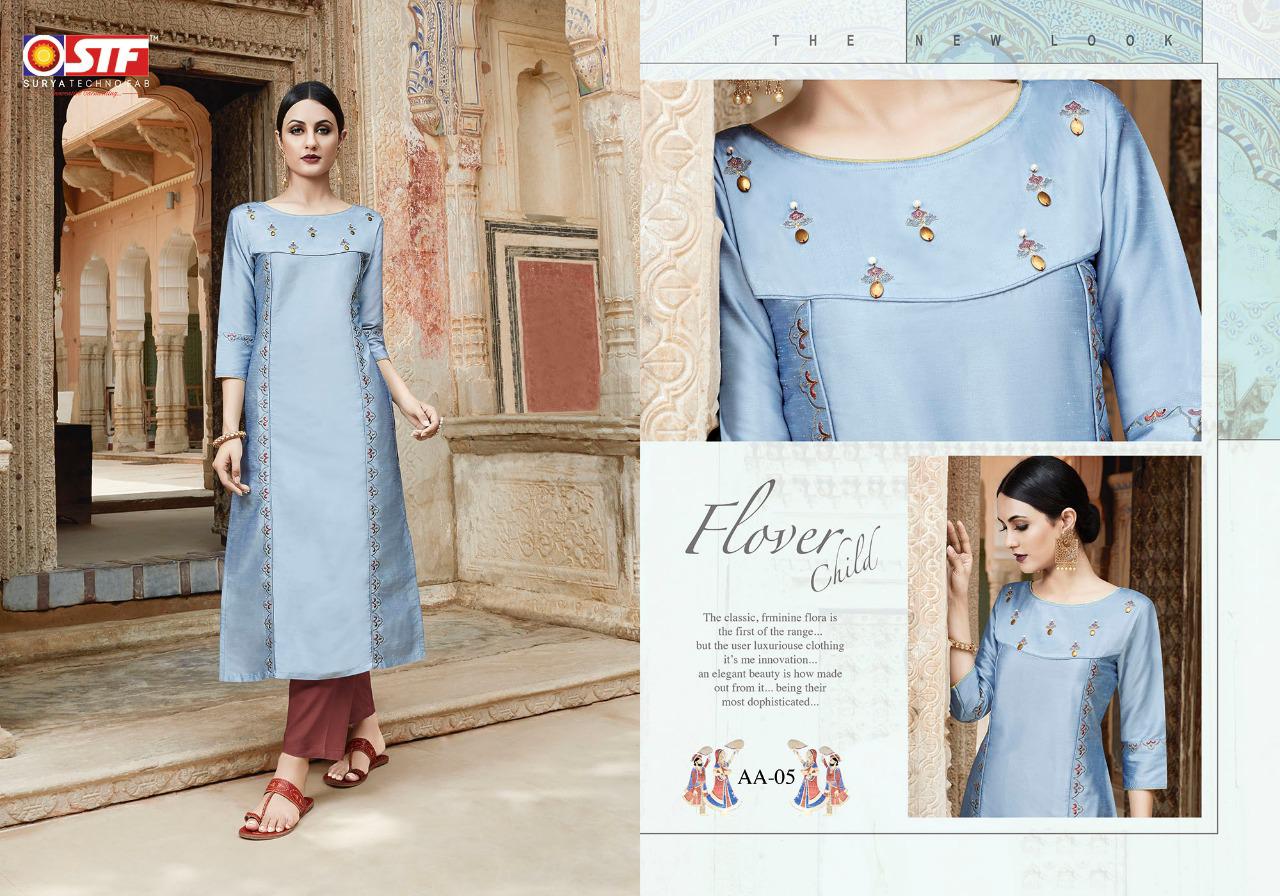 Aakruti By Surya Techno Fab 01 To 06 Series Beautiful Colorful Stylish Fancy Casual Wear & Ethnic Wear & Ready To Wear Akruti Silk With Aster Printed Kurtis At Wholesale Price
