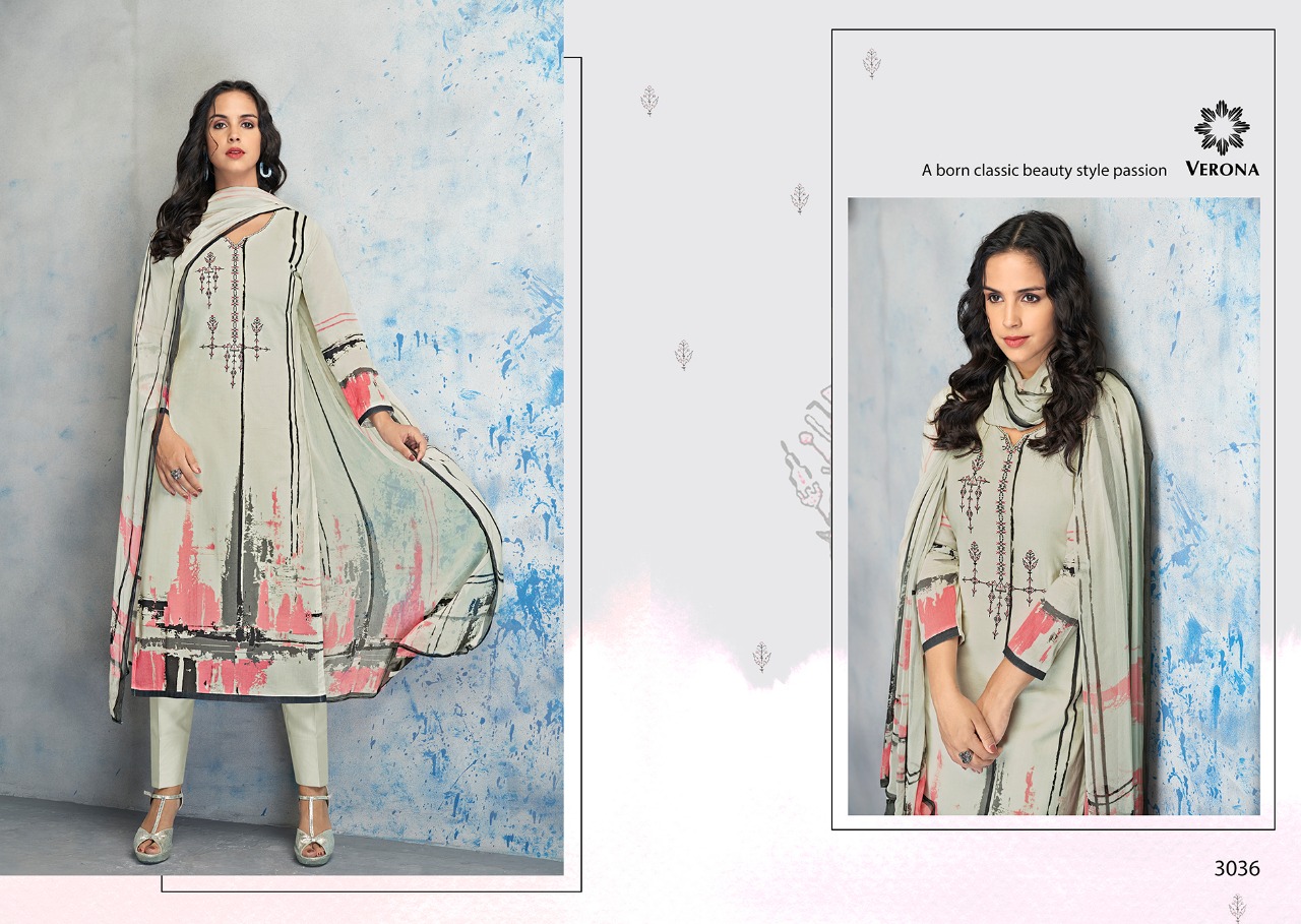 Aamna By Verona 3034 To 3042 Series Designer Collection Suits Beautiful Stylish Fancy Colorful Party Wear & Occasional Wear Pure Cotton Lawn Digital Print With Work Dresses At Wholesale Price