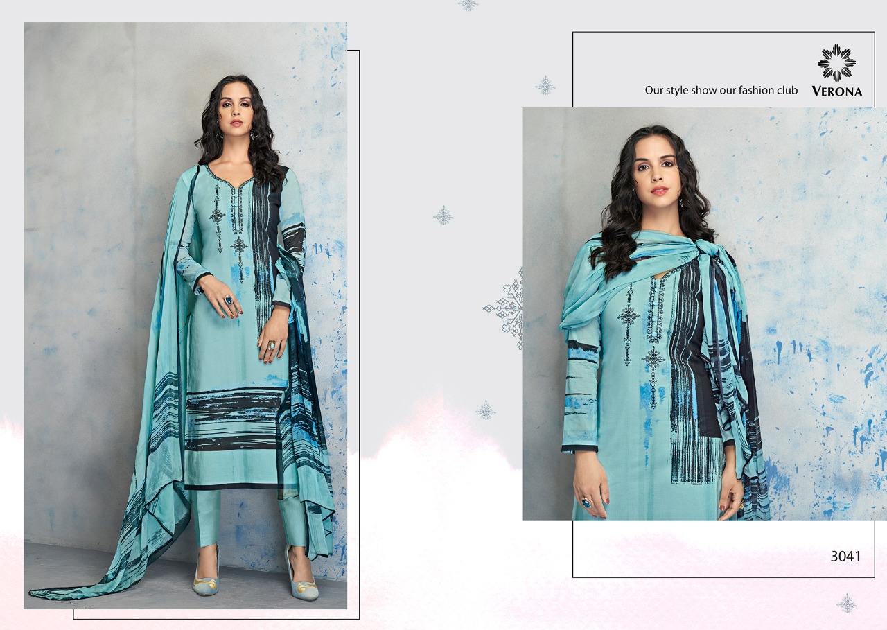 Aamna By Verona 3034 To 3042 Series Designer Collection Suits Beautiful Stylish Fancy Colorful Party Wear & Occasional Wear Pure Cotton Lawn Digital Print With Work Dresses At Wholesale Price