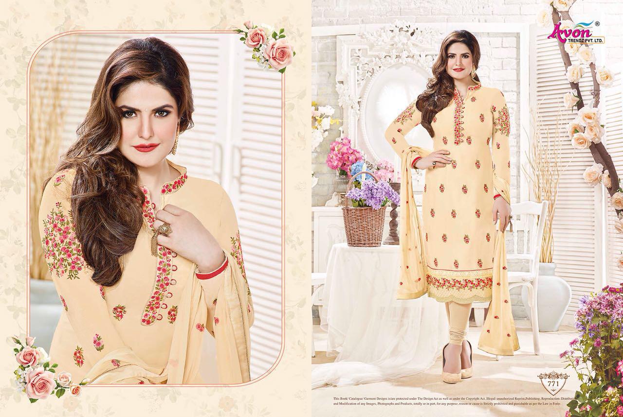 Aarohi Vol-15 By Avon Trendz 771 To 775 Series Beautiful Embroidered Colourful Stylish Pretty Party Wear Casual Wear Occasional Wear Georgette Printed Dresses At Wholesale Price