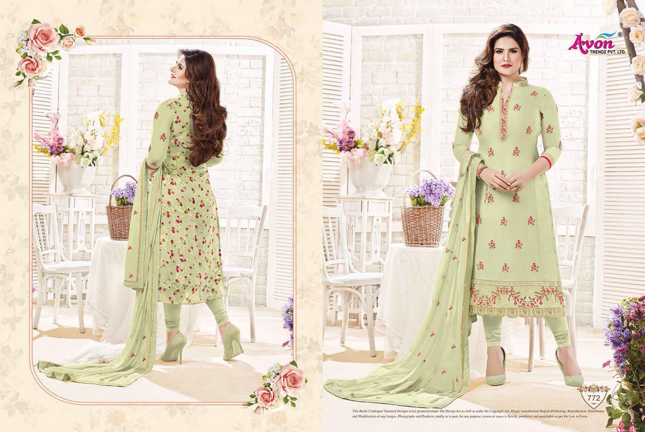 Aarohi Vol-15 By Avon Trendz 771 To 775 Series Beautiful Embroidered Colourful Stylish Pretty Party Wear Casual Wear Occasional Wear Georgette Printed Dresses At Wholesale Price