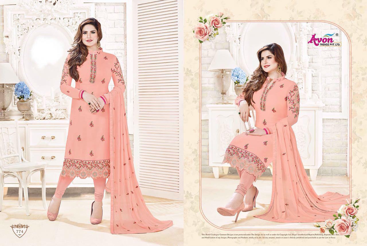 Aarohi Vol-15 By Avon Trendz 771 To 775 Series Beautiful Embroidered Colourful Stylish Pretty Party Wear Casual Wear Occasional Wear Georgette Printed Dresses At Wholesale Price