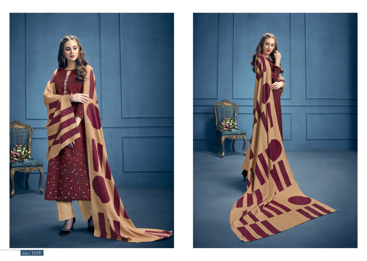 Aarohi By Kalyan Prints 1113 To 1121 Series Beautiful Winter Collection Suits Stylish Fancy Colorful Casual Wear & Ethnic Wear Pure Pashmina Printed Dresses At Wholesale Price