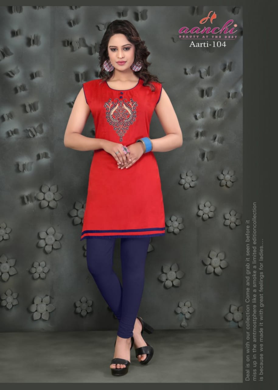 Aarti By Aanchi  101 To 108 Series Stylish Fancy Colorful Collection Casual Wear & Ethnic Wear Silk With Embroidery Printed Kurtis At Wholesale Price