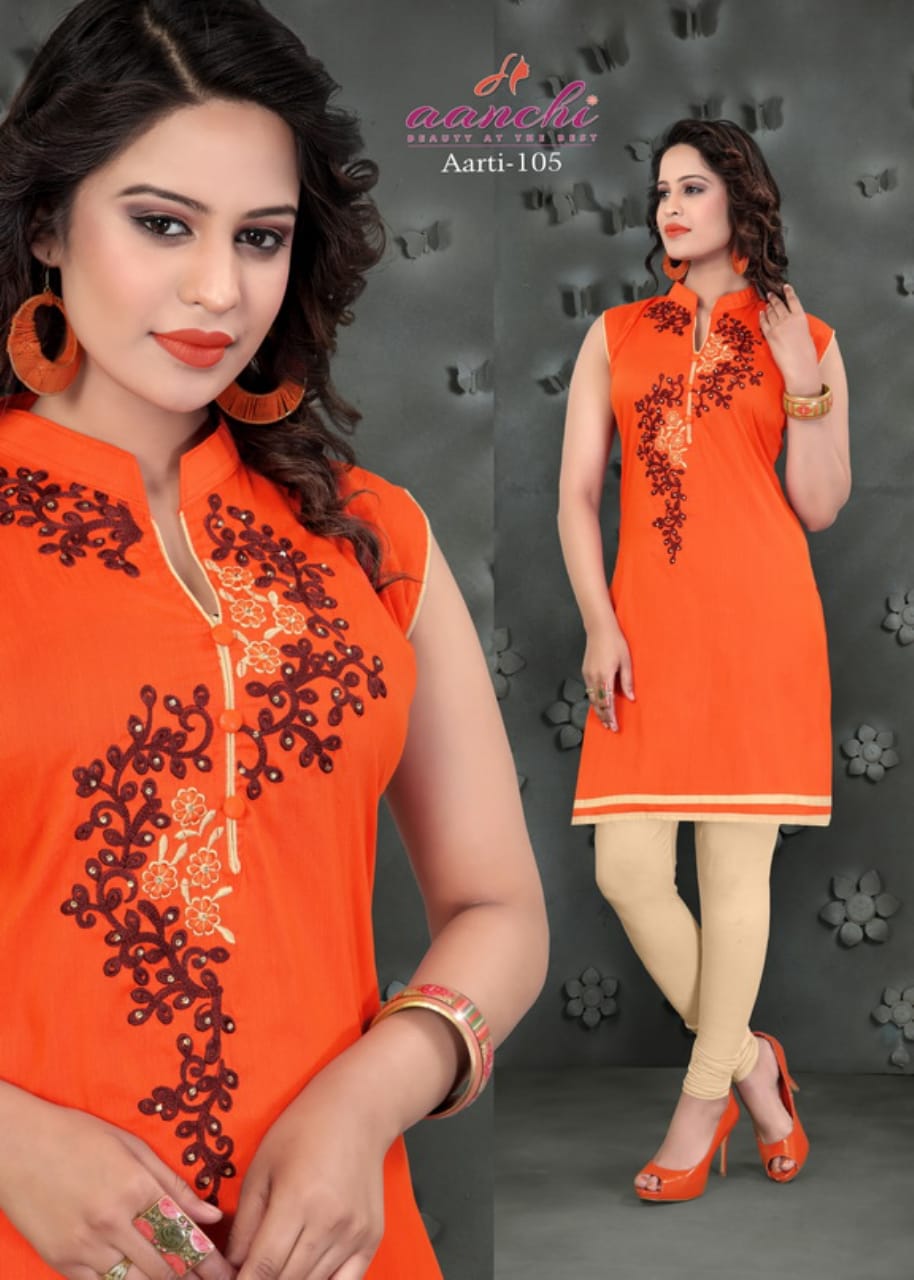 Aarti By Aanchi  101 To 108 Series Stylish Fancy Colorful Collection Casual Wear & Ethnic Wear Silk With Embroidery Printed Kurtis At Wholesale Price