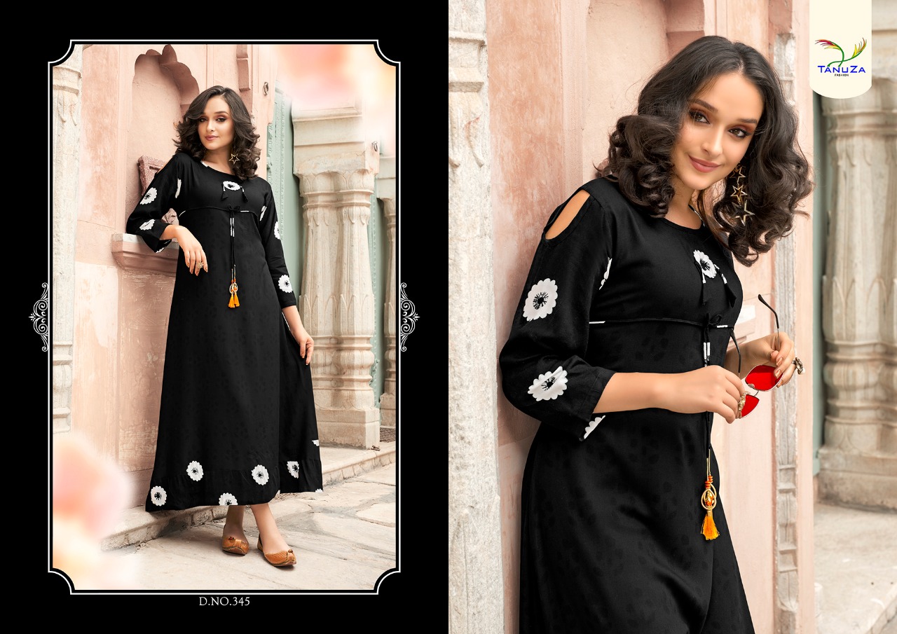 Aarvi By Tanuza Fashion 342 To 352 Series Beautiful Colorful Stylish Fancy Casual Wear & Ethnic Wear & Ready To Wear Heavy Rayon Printed Kurtis At Wholesale Price
