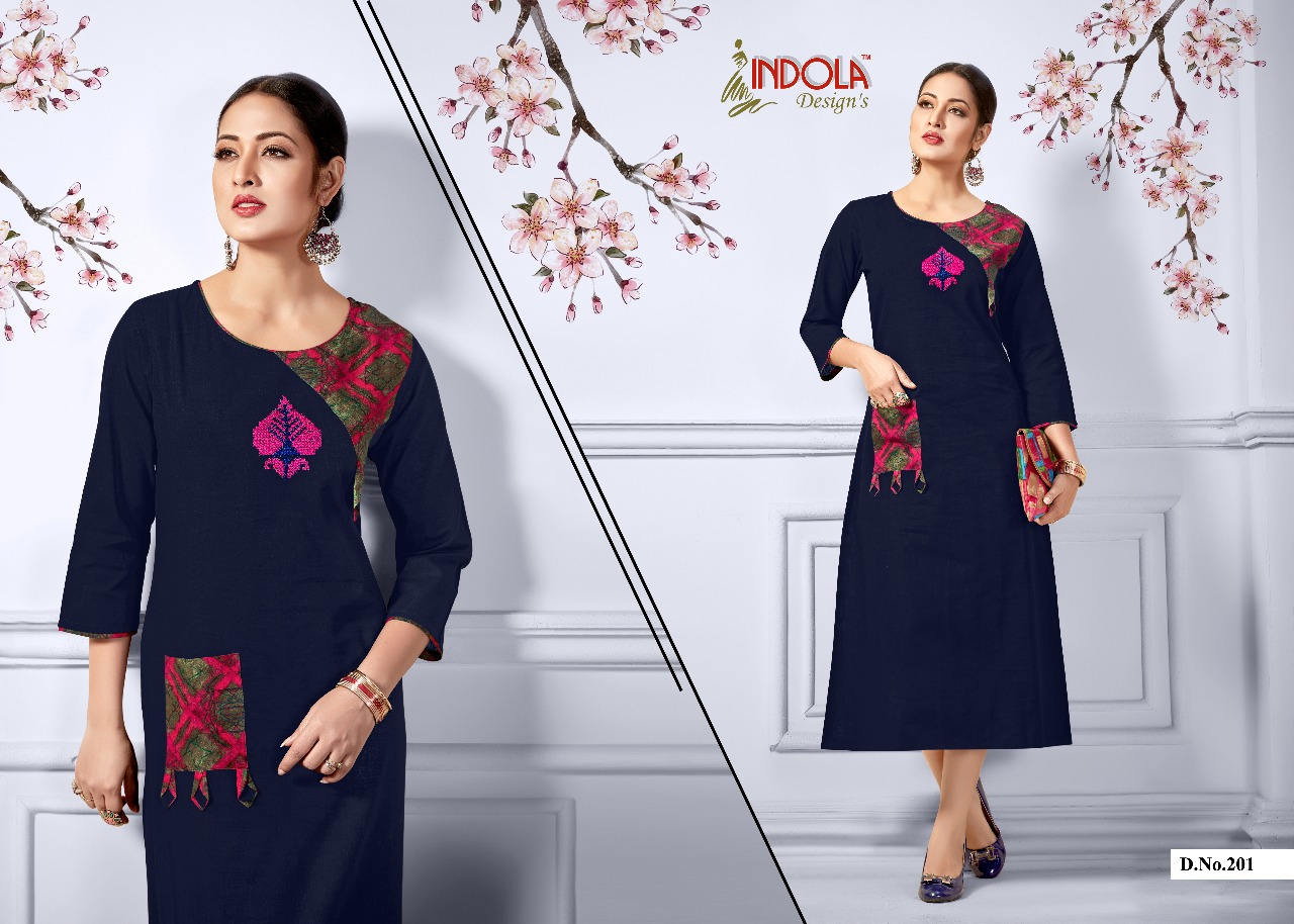 Aashita 201 Series By Indola Designs 201 To 208 Series Stylish Colorful Fancy Colorful Beautiful Casual Wear & Ethnic Wear Heavy Cotton Kurtis At Wholesale Price