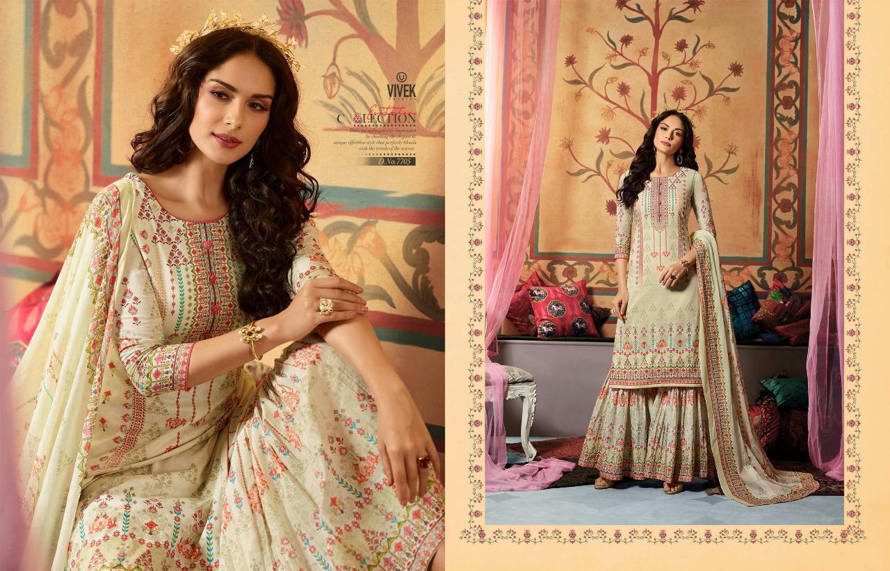Aasma By Vivek Fashion 7701 To 7708 Series Beautiful Suits Stylish Fancy Colorful Casual Wear & Ethnic Wear Collection Cotton Cambric Digital Printed Embroidered Dresses At Wholesale Price