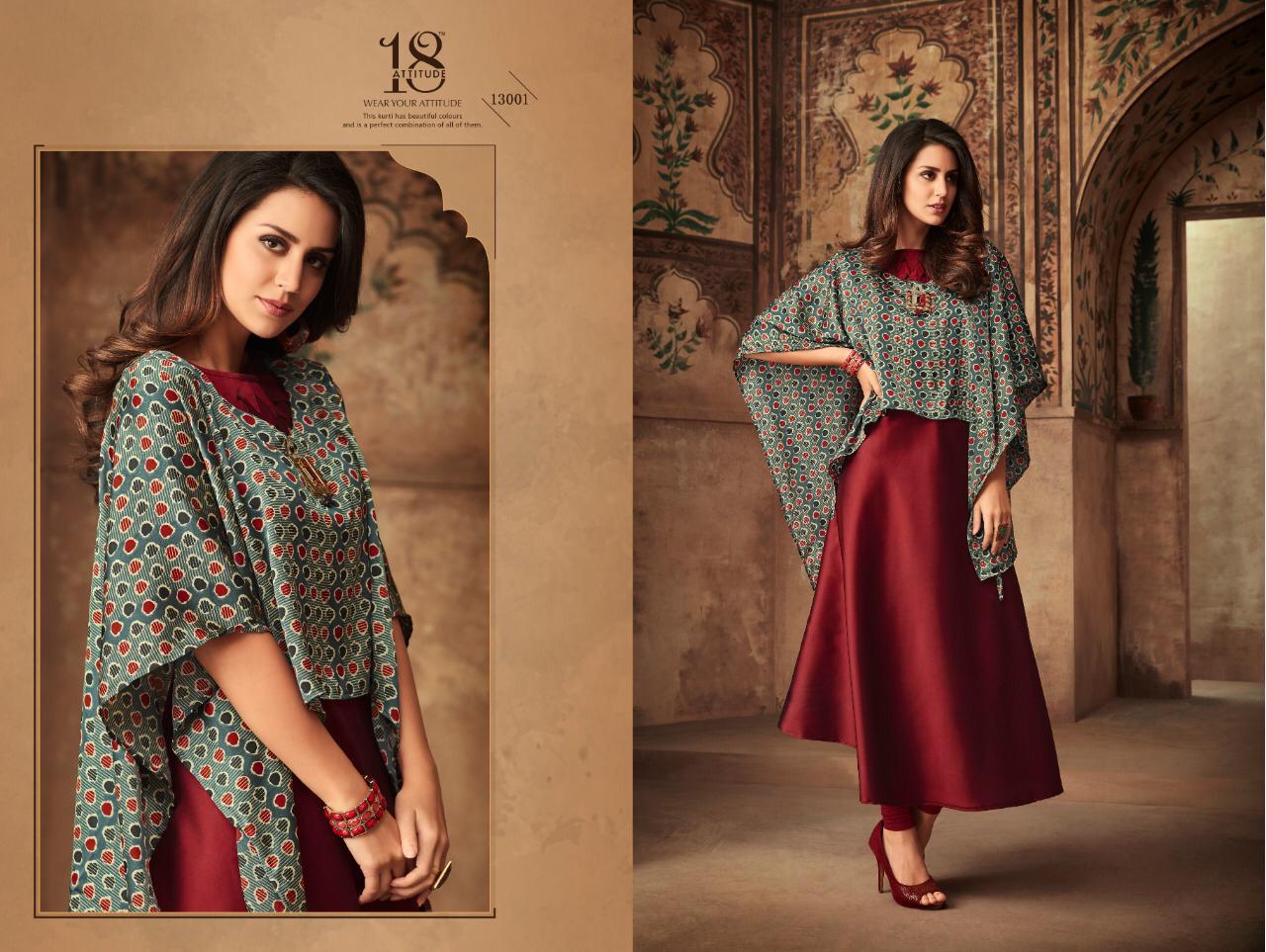 Aastha Vol-13 By 18 Attitude 13001 To 13007 Series Beautiful Colorful Stylish Fancy Casual Wear & Ethnic Wear & Ready To Wear Rayon With Bangalori Silk Printed Kurtis At Wholesale Price