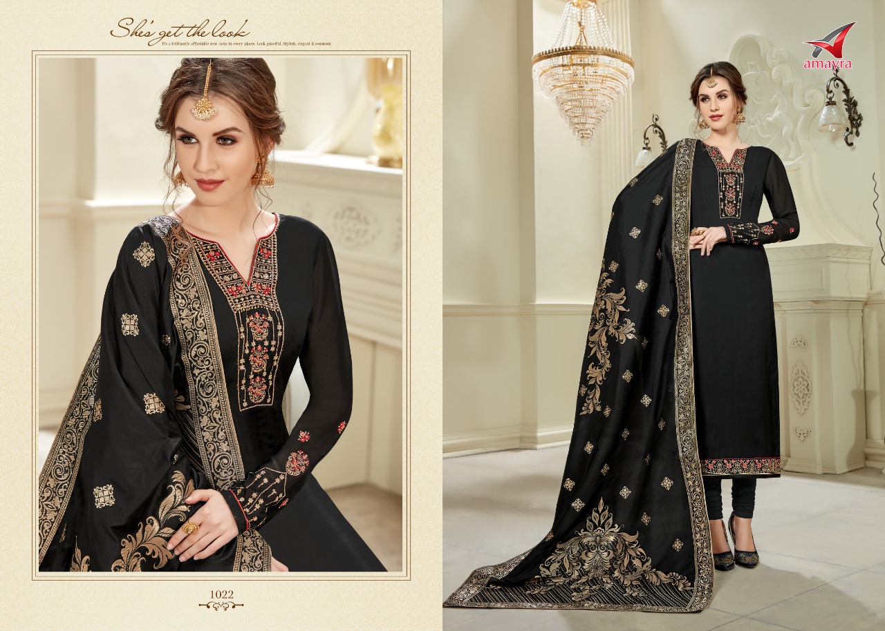 Aayesha Vol-3 By Amayra Fashion 1017 To 1024 Series Designer Sharara Suits Beautiful Stylish Fancy Colorful Party Wear & Ethnic Wear Satin Georgette Embroidered Dresses At Wholesale Price