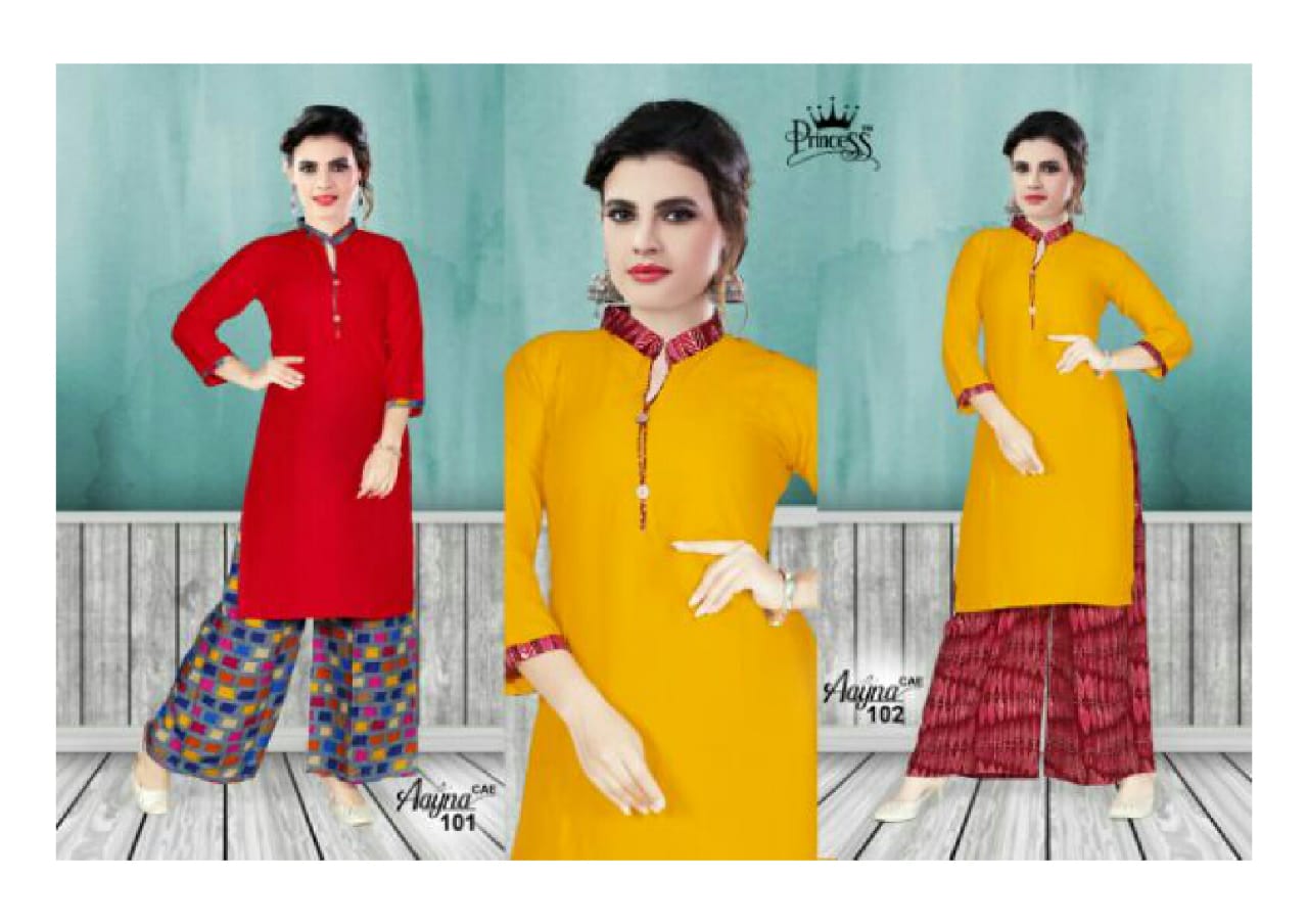 Aayna By Princess 101 To 112 Series Stylish Fancy Beautiful Colorful Casual Wear & Ethnic Wear Heavy Rayon  Printed Kurtis At Wholesale Price