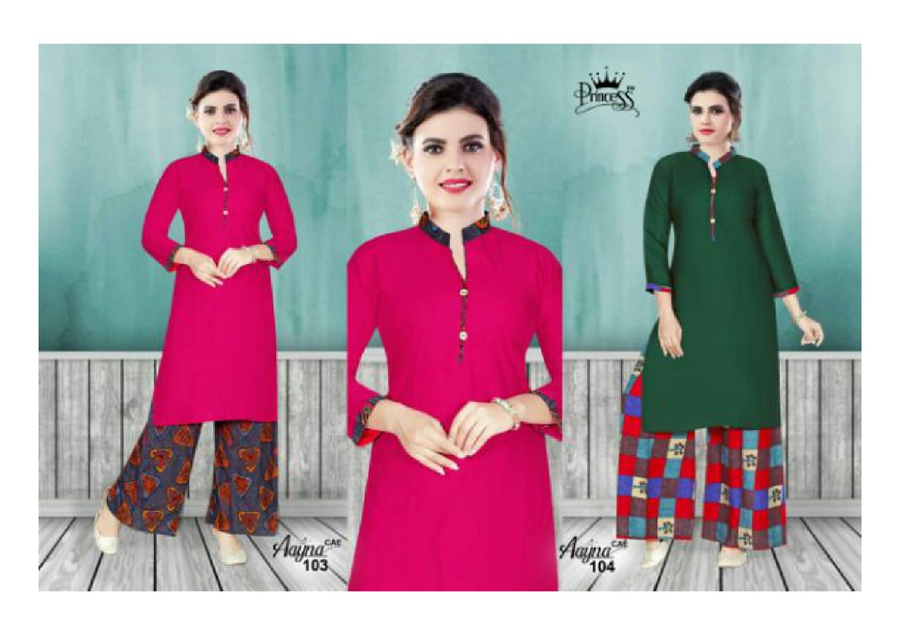 Aayna By Princess 101 To 112 Series Stylish Fancy Beautiful Colorful Casual Wear & Ethnic Wear Heavy Rayon  Printed Kurtis At Wholesale Price