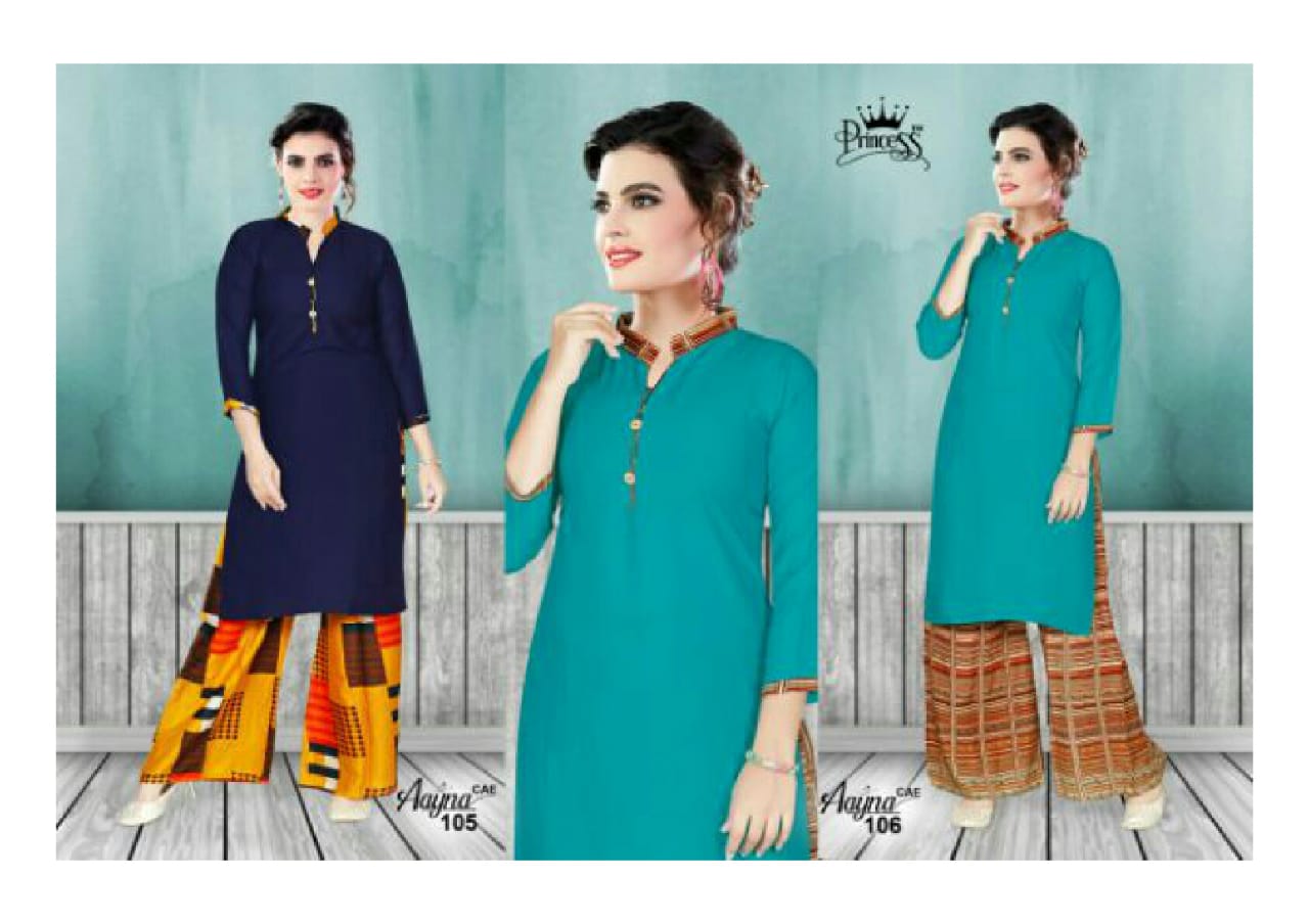 Aayna By Princess 101 To 112 Series Stylish Fancy Beautiful Colorful Casual Wear & Ethnic Wear Heavy Rayon  Printed Kurtis At Wholesale Price