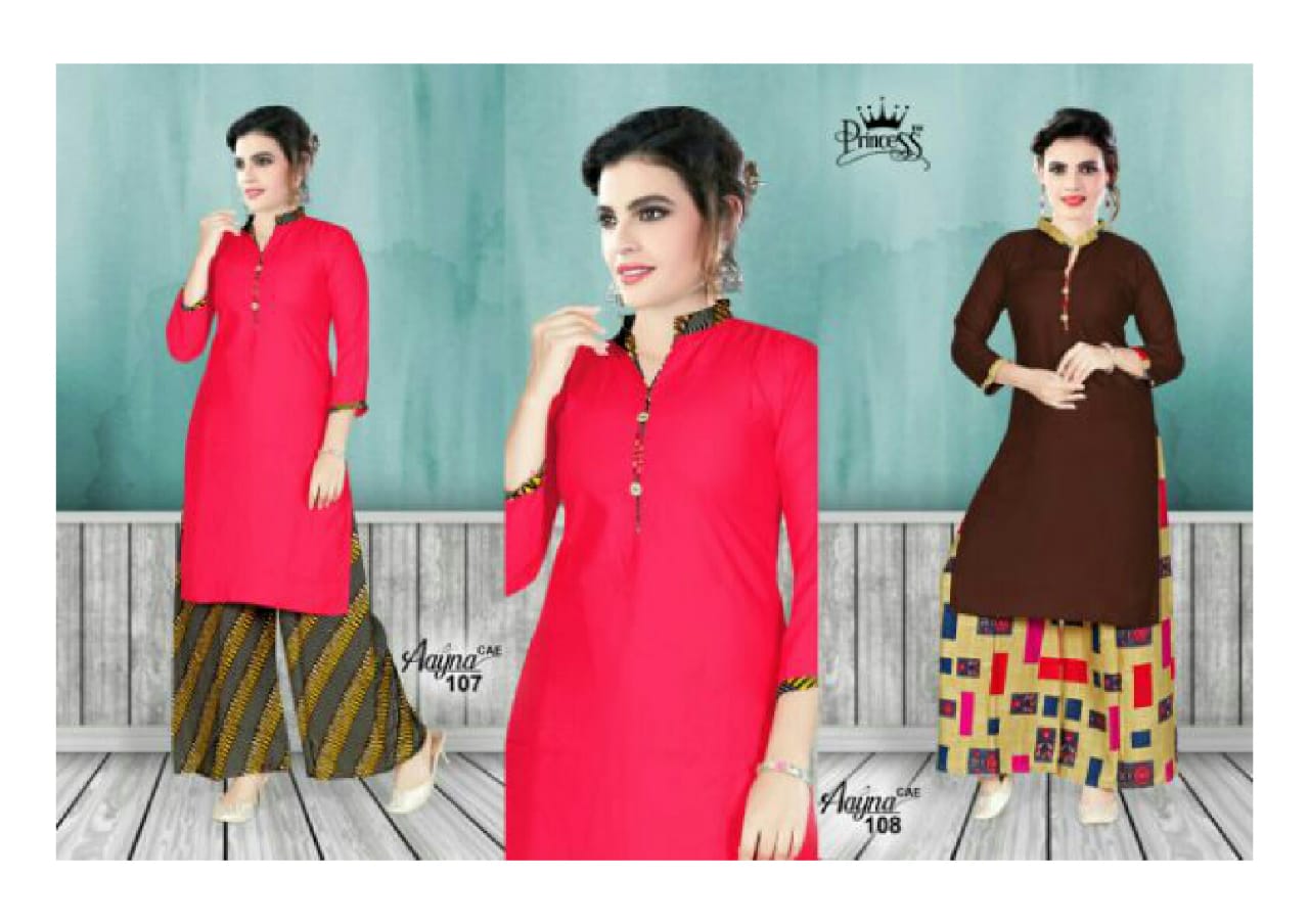Aayna By Princess 101 To 112 Series Stylish Fancy Beautiful Colorful Casual Wear & Ethnic Wear Heavy Rayon  Printed Kurtis At Wholesale Price