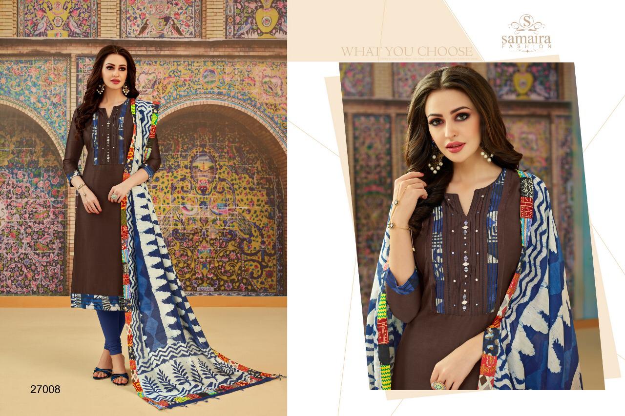 Abhinandan By Samaira Fashion 27000 To 27008 Series Beautiful Suits Colorful Stylish Fancy Casual Wear & Ethnic Wear Pure Jam Silk Print With Embroidery Dresses At Wholesale Price