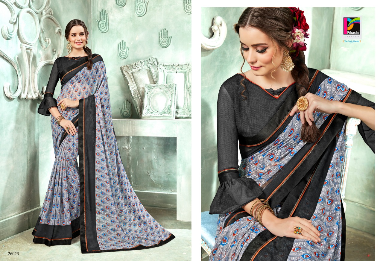 Abhinetri By Pikasho 26013 To 26025 Series Indian Traditional Wear Collection Beautiful Stylish Fancy Colorful Party Wear & Occasional Wear Georgette Embroidered Sarees At Wholesale Price
