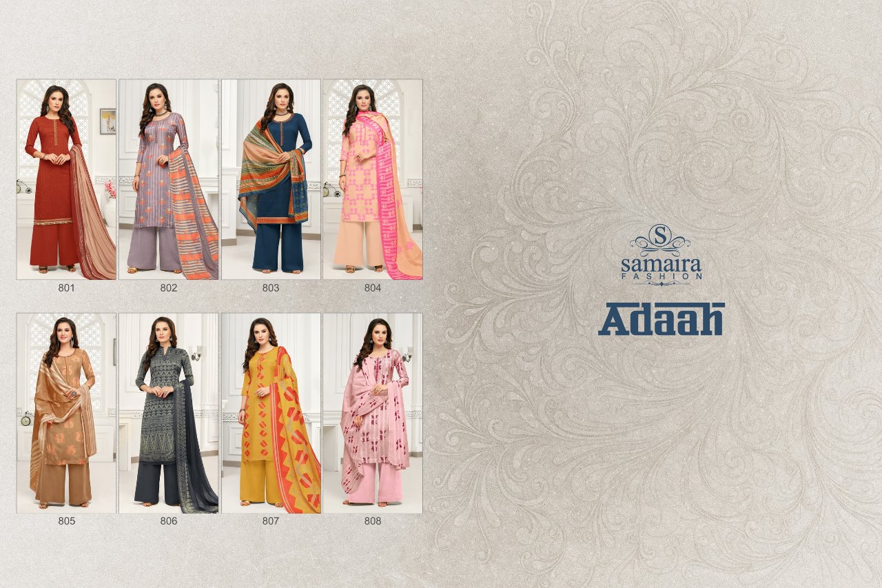 Adaah By Samaiara Fashion 801 To 808 Series Beautiful Stylish Fancy Colorful Casual & Party Wear & Ethnic Wear Collection Cambric Cotton Print With Embroidery Ed Dresses At Wholesale Price